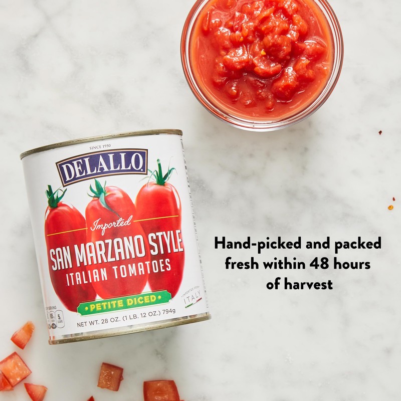 DeLallo San Marzano Style Diced Tomatoes, 28 Ounce Can, Italian
