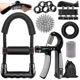 Homkuo Hand Trainer, Finger Trainer, Forearm Trainer, Grip Strength, Wrist Trainer Set, Hand Strength, Finger Grip Strength Training Device with Massage Ball, Hand Muscle Trainer for Climbing, Stress