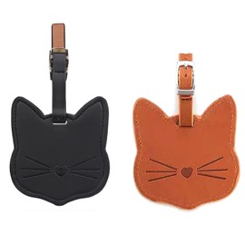 2Pcs Luggage Tag PU Leather Luggage Tags Baggage Bag Tag Suitcase Labels Privacy Cover Travel Baggage Labels Travel Accessories Tags Set for Suitcases Briefcase Backpacks