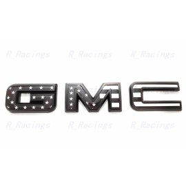 Auto Front & Rear GMC Black USA Flag OVERLAY Emblem Badge Fit GMC Acadia Terrain