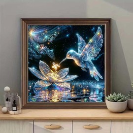5D Diamond Painting Hummingbird - Diamond Art Set in Bird Shape for Adults, Gemstone Crafts for Beginners, DIY Diamond Painting with Full Diamonds, Suitable for Wall Decoration at Home, 30 x 30 cm