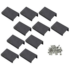 LC LICTOP 50mm/1.96" Flat Black Aluminum Finger Edge Pull Concealed Handle for Home Kitchen Door Drawer Cabinet 10PCS