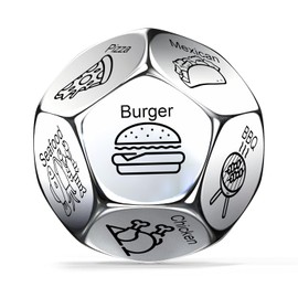 Couple Games for Date Night, Gifts for Men, 12-Side Metal Food Dice, Spinning Food Decision Dice, Stocking Stuffers for Adults, Anniversary Christmas Birthday Gift
