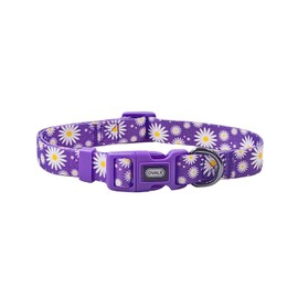 Ovale Dog Collar Leash Combo Set, Adjustable Collar and 5 ft Matching Leash, for Small Dogs.(S, Purple Daisy)