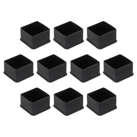 sourcing map 10 Pcs 1.97 x 1.97 Inch Square PVC Furniture Leg Caps, Chair Leg Floor Protector for Patio, Indoor Chair, Table, Bed and Cabinet, Black