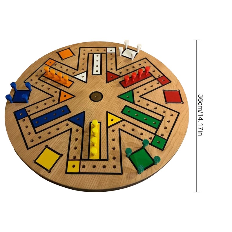 Fast Track Game Wood 35.5cm Diameter Family Board Game Brown