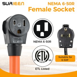 SURIEEN NEMA 10-50P to 6-50R Welder Adapter Cord, 50Amp 3 Prong Range Stove Oven to 50Amp 3 Prong Welder Plasma Cutter Power Adapter, STW 6AWG/3C, ETL Listed