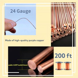 Awilzzoe 200 Feet 24 Gauge 99.9% Pure Soft Copper Wire for Electroculture Gardening, 2 Rolls Bare Soft Copper Wire – Ideal for Plant Growth, Science Projects, DIY Crafts, and Jewelry Making