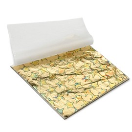 Modixun Variegated Gold Leaf Sheets 50pcs, Colorful Imitation Gold Foil Sheets Paper Booklet for Art Craft Painting Gilding Decoration, 14 x 14cm, Star