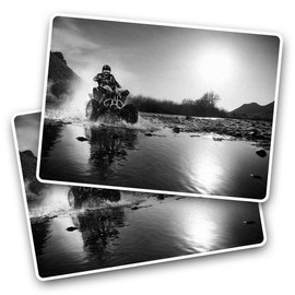 Rectangle Stickers(Set of 2) 7.5cm BW - ATV Quad Bike Motorbike Biker Fun Decals for Laptops,Tablets,Luggage,Scrap Booking,Fridges, #40789