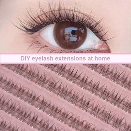 LASGOOS Self Adhesive Eyelashes 120 Clusters Press On Eyelash Clusters Natural Messy 5D Lash Extension Individual Pre-Glued Lashes DIY Eyelash Extensions at Home No Glue No Remover Needed Lashes