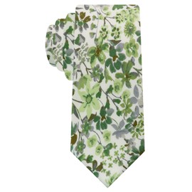 Luckyvestir Ties for Men, Blue/Pink/Green Floral Tie, 2.56" Skinny Flower Neck Tie for Wedding/Groom (S: Green & Sage & Cream)