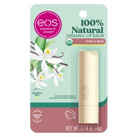 eos Bálsamo labial en barra 100% natural y orgánico - Vainilla | Recomendado por dermatólogos para pieles sensibles | Productos para el cuidado de los labios con humedad durante todo el día | 0.14