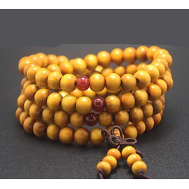 8mm*108pcs Mala Bracelet Necklace Men's Women's Tibetan Buddhist Buddha Meditation Prayer Bead Prayer Buddha Mala Chinese Knot (Orange)