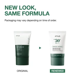 Anua Heartleaf Silky Moisturising Sun Cream SPF 50 PA++++, Korean Face Sun Protection, Makeup Base, with Niacinamide, Fragrance-Free, Minimal White Veil, 50 ml