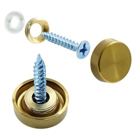 Unlorspy 40 Sets Mirror Decorative Screws with Caps,16mm/0.63 inch Stainless Steel Screw Cover Caps Mirror Screws Fasteners for Mirrors, Tea Tables,Wardrobes and Other Glass Furnitures,Gold