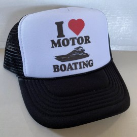 Unbranded Vintage I Love Motor Boating Hat Funny Trucker Hat snapback Black Party Cap