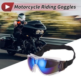 X AUTOHAUX 1 Pc Motorcycle Riding Goggles PC PU Outdoor Sports Sunglasses for Motocross Dirt Bike ATV Colorful Lens White Frame