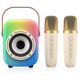 KaraJoy Mini Karaoke Machine for Kids: Portable Bluetooth Speaker Set with Two Wireless Microphones & Flowing Light Gifts for Girls Boys Toddler Adults Home Party