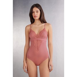 Intimissimi Woman's Embrace Simplicity Cotton and Lace Bodysuit in Pink, Size S