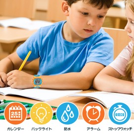 Digital Wristwatch Boys Sports Watch Kids Waterproof Wristwatch Children Outdoor Multifunction 50M Waterproof Alert Date Day Display LED Girls Boys, red