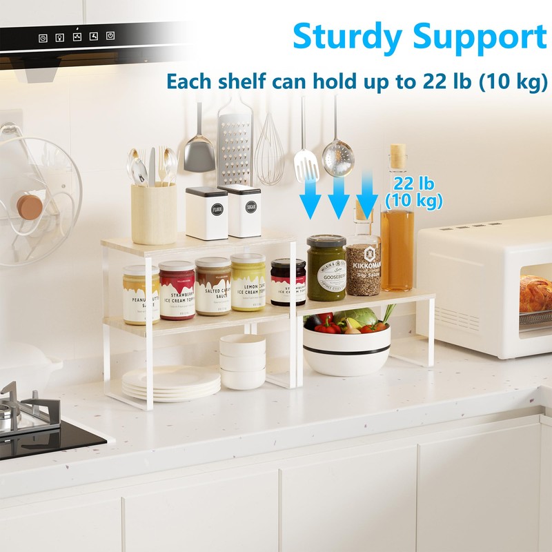 Golener Countertop Organizer Corner Shelf, 2 Tier Adjustable Stackable Corner