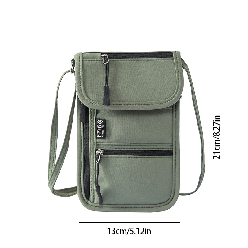 RFID-Blocking Neck Wallet for Travel – Lightweight Nylon Passport Pouch