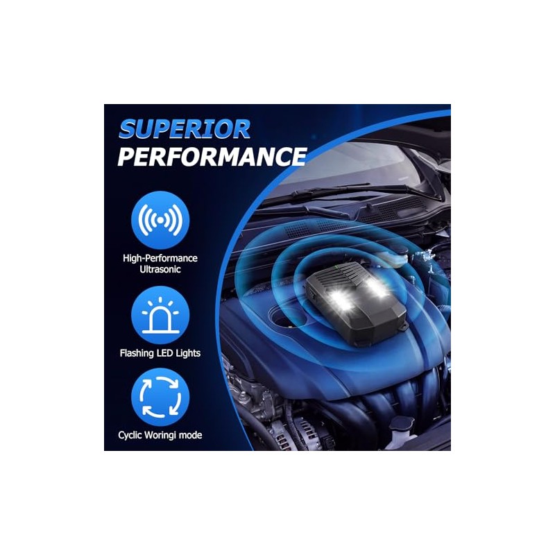 4 Pack Upgraded Rodent Repeller for Cars, 3-in-1 Power Supply