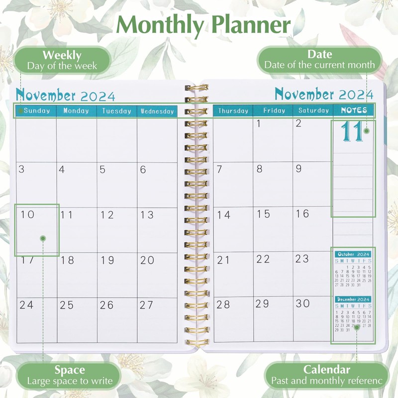 2024 Diary A5 Diary Week to View from Jan,2024 to