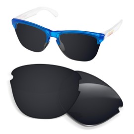 1.5MM Replacement Lenses Compatible With Oakley Frogskins Lite OO9374 Sunglasses, Anti-Scratch and Impact Resistant - Dark Black Polarized