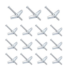 LONGHAO 15 x Spring Folding Dowel Hooks Ceiling Hooks Carbon Steel Hook Dowels Ceiling M4 Expansion Screws, Additional Screws, Hardware Toggle Screws for Ceiling Mounting, Wall Mounting, Hanging