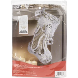 PLAID ENTERPRISES Felt Stocking KIT Elegant, Cotton, White, One Size