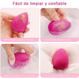 Set de Maquillaje de 20 Piezas: Incluye Esponja de Maquillaje, Borla Triangular para Polvos, Esponja Limpiadora, Diadema y Muñequera para El Cuidado de La Piel. Apto para Cosméticos Líquidos, En Crema y En Polvo (Rojo rosa)