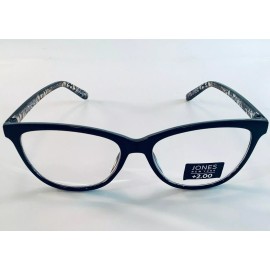 JONES New York Reading Glasses Black, Snake Print Legs, Readers +2.00
