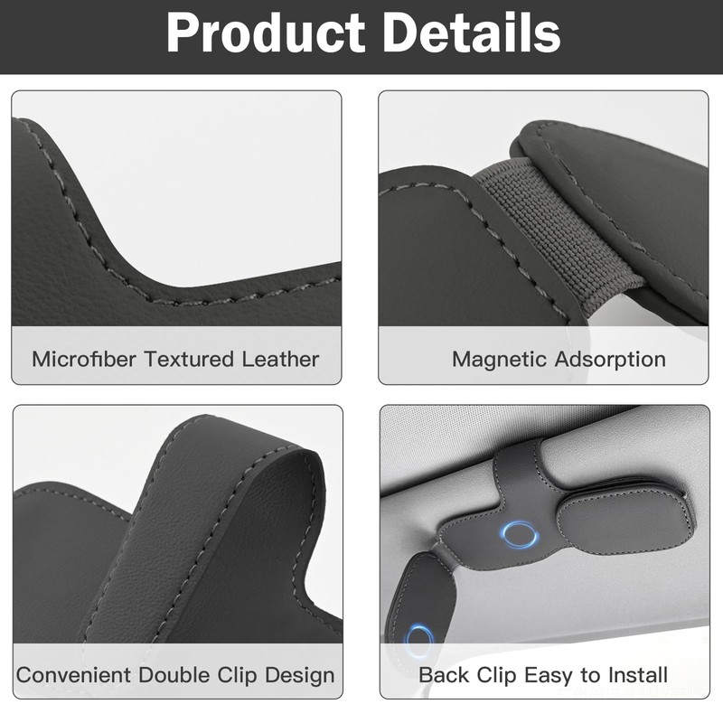 Glasses Holder for Car Sun Visor, Double Layer Sunglasses Holder