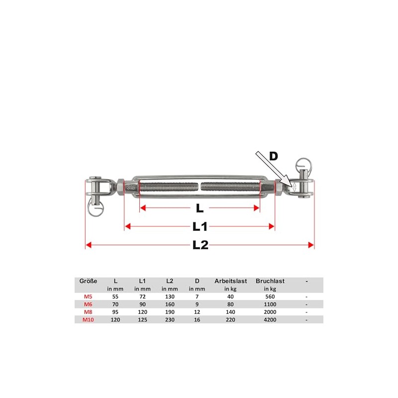 Stainless Steel VA4 Rope Tensioner Wire Rope Turnbuckle Wire Tensioner