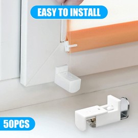 Pack of 8 Clamping Brackets for Pleated Blinds, Adjustable Clamp Support Holder Replacement Parts, No-Drilling Metal Mounting Brackets for Tensioned or Double Pleated Blinds, Easy Installation, White