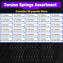 120Pcs Torsional Springs Assortment Kit, Stainless Steel Springs, Mechanical Small Torsion Spring for Shop and Home Repairs, 30 Different Sizes with Individual Bags