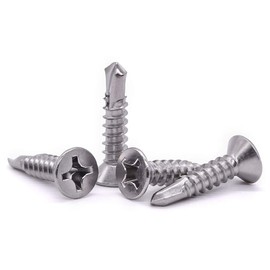 #6 x 3/4" Flat Phillips Drive Head Self Drilling Screws for Metal, 410 Stainless Steel Sheet Metal Tek Screws, Countersunk Head, Quick Self Tappers for Indoor Outdoor, 100 pcs