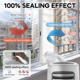 LOVIGA Window Seal for Mobile Air Conditioners Tumble Dryer Exhaust Dryer 100% Drawstring Sealing Effect Sliding Air Conditioning Window Seal 25 x 102 ~ 162 cm
