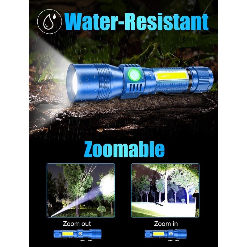 Vnina UV Rechargeable Flashlights Tactical,1000 High Lumens 3 in 1
