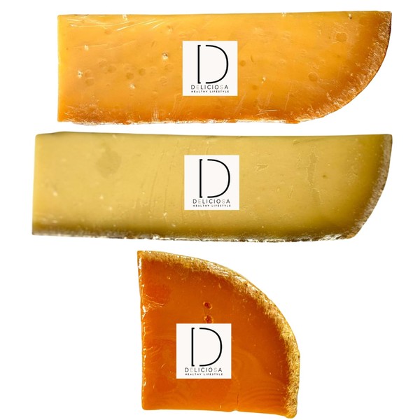 Aged Hard Cheese 3 Set Assorted (Comte de Montagne, 18+ Months, Mimoretto Extra Vieille, Aged Over 36 Months Gouda) Aged Hard Cheese 3 Set Assorted (COMTE DE MONTAGNE 18M+, MIMOLETTE EXTRA VIELLE