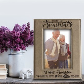 BELLA BUSTA You Are My Sunshine My Only Sunshine, Which You Me Happy, If Heaven Are Grey - Engraved Leather Picture Frame