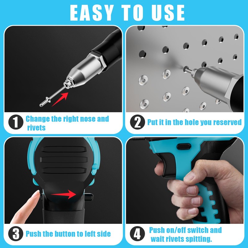 Cerycose Rivet Gun Compatible with Makita 18V Battery,Cordless Riveters Tool,Brushless