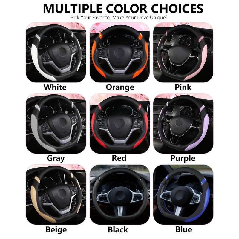 Cxtiy D-Shaped Flat Bottom Steering Wheel Cover for Women Girl,