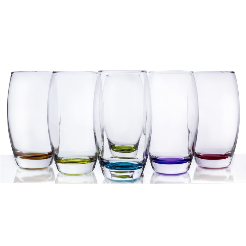 Red Co. Large 16 oz Multicolored Drinking Glass Set of