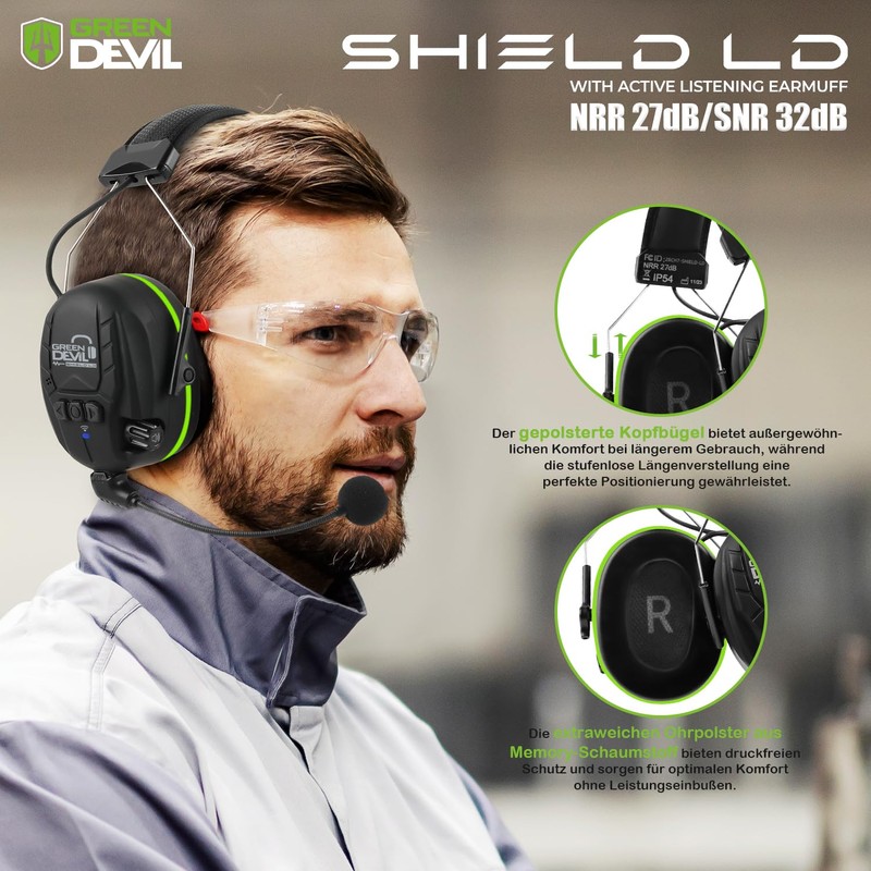 GREEN DEVIL Shield LD Active Hearing Protection - Electronic Hearing