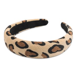 SXQLYH Haarreif gepolstertes Stoff Stirnband, Wunderschön Leopardenmuster Haarreifen Gepolstert Damen Haarschmuck Haarreifen Breit Gepolstert Haarband für Frauen Mädchen Geburtstagsgeschenk (Beige, A)
