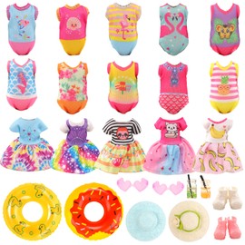Barwa 19 Pcs Doll Clothes & Accessories for Chelsae Doll 6 Swimsuits 3 Dresses with 10 Accessories for 5.3 Inch Doll Summer Accessories