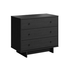 Prepac Finnley 3-Drawer Nightstand in Black Oak, Extra-Wide Bedside Table with Storage, Modern End Table for Home & Bedroom, 16" D x 31" W x 26.75" H